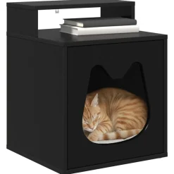 vidaXL Kattenhuis Zwart 42,5 x 40 x 53,5 cm Bewerkt hout