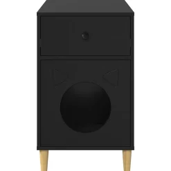 vidaXL Kattenhuis Zwart 72 x 42,5 x 70 cm Bewerkt hout