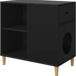 vidaXL Kattenhuis Zwart 72 x 42,5 x 70 cm Bewerkt hout