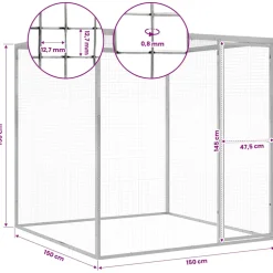 vidaXL Kattenkooi 1,5x1,5x1,5 m gegalvaniseerd staal