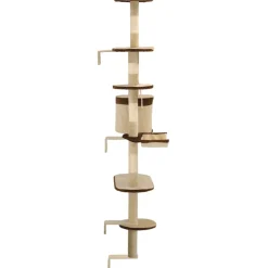 vidaXL Kattenkrabpaal met krabpalen wandmontage 194 cm beige bruin