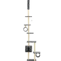 vidaXL Kattenkrabpaal met sisalpalen 260 cm pootafdrukken grijs