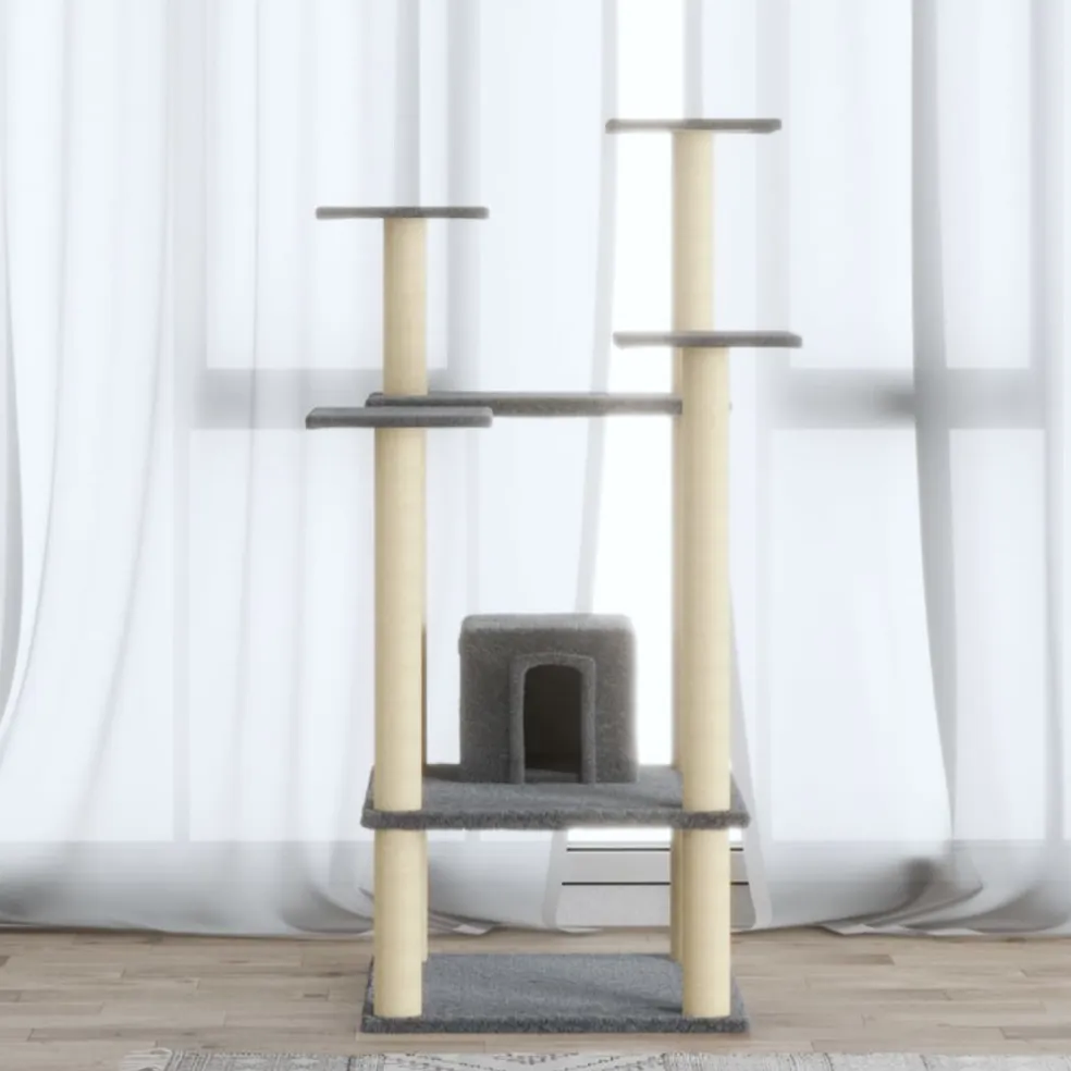 vidaXL Kattenkrabpaal met sisal krabpalen 110 cm lichtgrijs