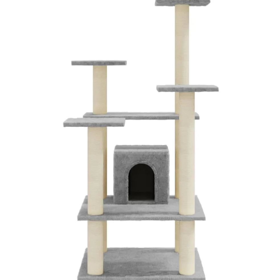 vidaXL Kattenkrabpaal met sisal krabpalen 110 cm lichtgrijs