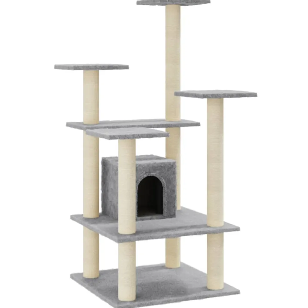 vidaXL Kattenkrabpaal met sisal krabpalen 110 cm lichtgrijs