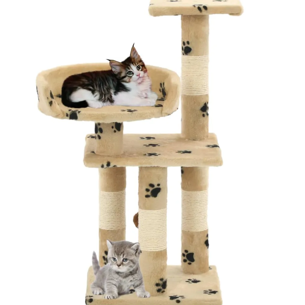 vidaXL Kattenkrabpaal met sisal krabpalen 65 cm pootafdrukken beige