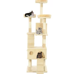 vidaXL Kattenkrabpaal met sisal krabpalen 170 cm beige