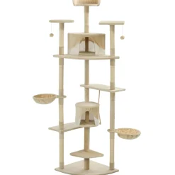vidaXL Kattenkrabpaal met sisal krabpalen 203 cm beige en wit