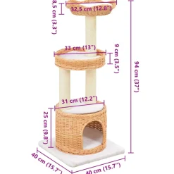 vidaXL Kattenkrabpaal met sisal krabpaal natuurlijk wilgenhout