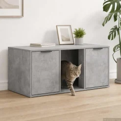 vidaXL Kattenkrat meubel Betongrijs 100 x 49 x 45 cm Bewerkt hout