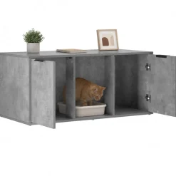 vidaXL Kattenkrat meubel Betongrijs 100 x 49 x 45 cm Bewerkt hout