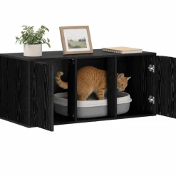 vidaXL Kattenkrat meubel Zwart eiken 100 x 49 x 45 cm Bewerkt hout