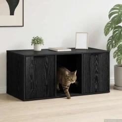 vidaXL Kattenkrat meubel Zwart eiken 100 x 49 x 45 cm Bewerkt hout