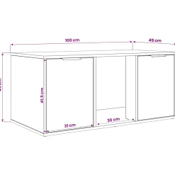 vidaXL Kattenkrat meubel Zwart eiken 100 x 49 x 45 cm Bewerkt hout