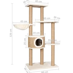 vidaXL Kattenmeubel met krabpalen 126 cm zeegras