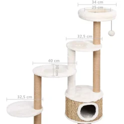vidaXL Kattenmeubel met luxe kussen en krabpalen 148 cm zeegras