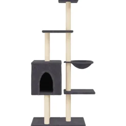 vidaXL Kattenmeubel met sisal krabpalen 145 cm donkergrijs
