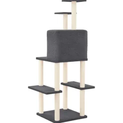 vidaXL Kattenmeubel met sisal krabpalen 144,5 cm donkergrijs