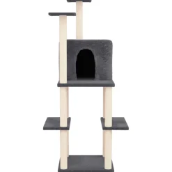 vidaXL Kattenmeubel met sisal krabpalen 144,5 cm donkergrijs