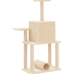 vidaXL Kattenmeubel met sisal krabpalen 122 cm crèmekleurig
