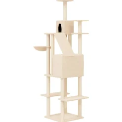 vidaXL Kattenmeubel met sisal krabpalen 201 cm crèmekleurig