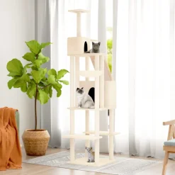 vidaXL Kattenmeubel met sisal krabpalen 201 cm crèmekleurig