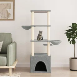 vidaXL Kattenmeubel met sisal krabpalen 147 cm lichtgrijs