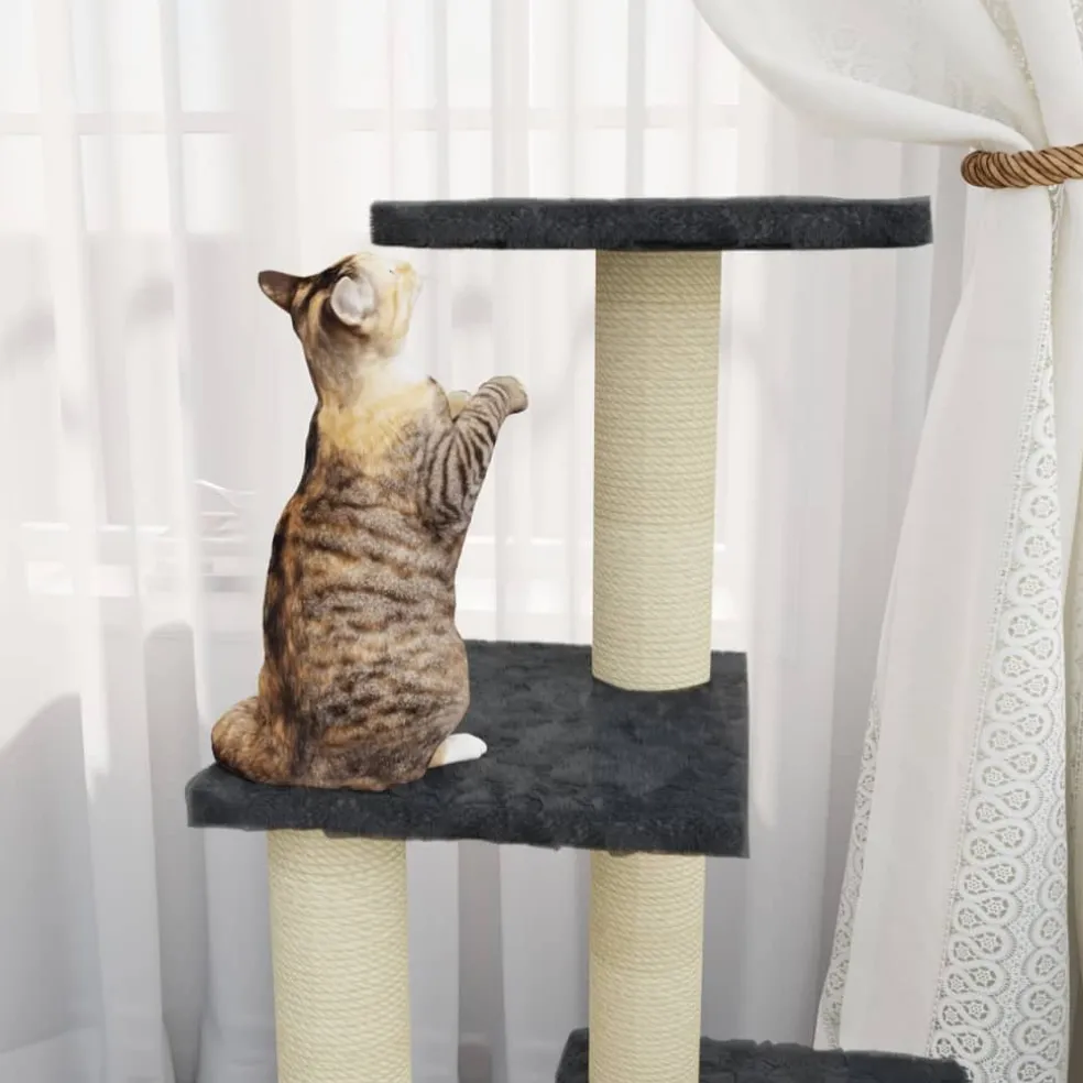 vidaXL Kattenmeubel met sisal krabpalen 92 cm donkergrijs