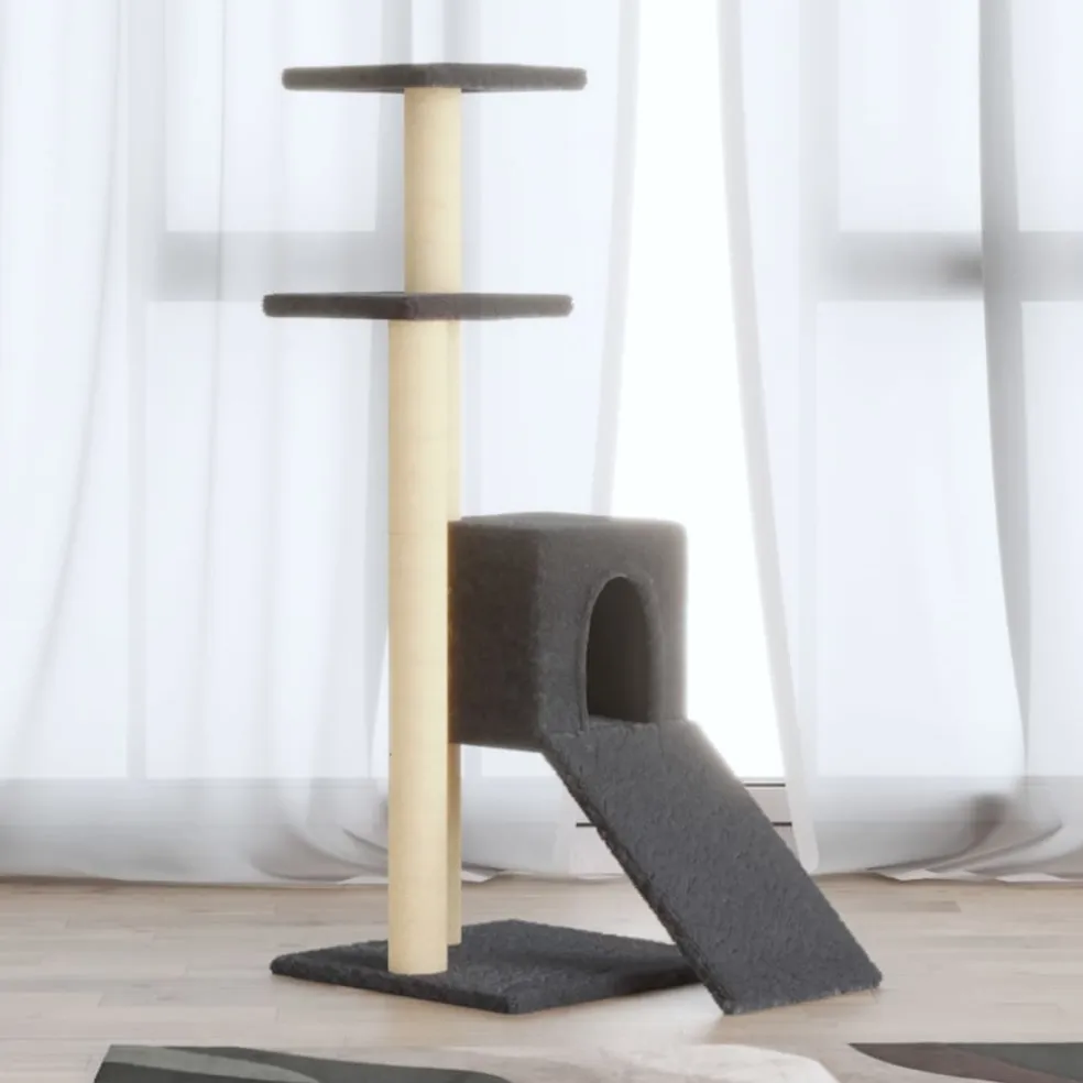vidaXL Kattenmeubel met sisal krabpalen 92 cm donkergrijs