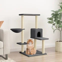 vidaXL Kattenmeubel met sisal krabpalen 95 cm donkergrijs