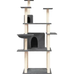 vidaXL Kattenmeubel met sisal krabpalen 166 cm donkergrijs