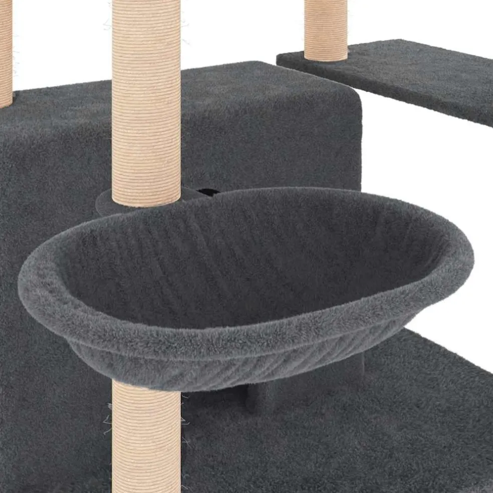 vidaXL Kattenmeubel met sisal krabpalen 166 cm donkergrijs