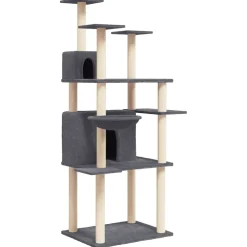 vidaXL Kattenmeubel met sisal krabpalen 166 cm donkergrijs