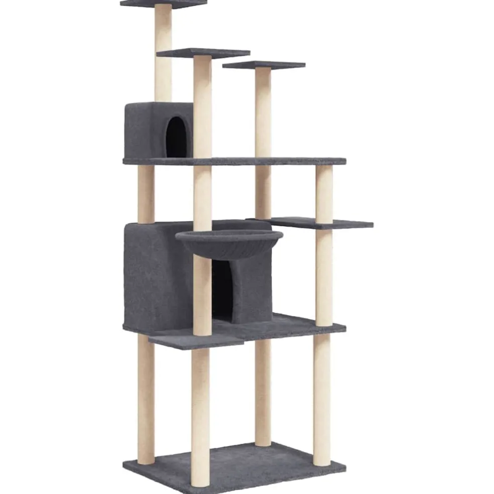 vidaXL Kattenmeubel met sisal krabpalen 166 cm donkergrijs