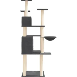 vidaXL Kattenmeubel met sisal krabpalen 166 cm donkergrijs