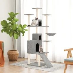 vidaXL Kattenmeubel met sisal krabpalen 175 cm lichtgrijs