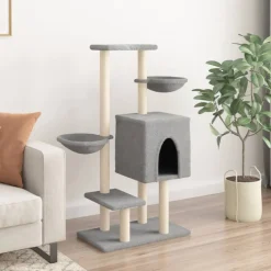 vidaXL Kattenmeubel met sisal krabpalen 117 cm lichtgrijs