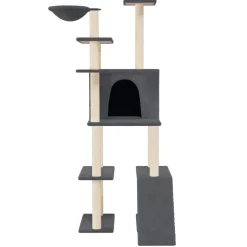 vidaXL Kattenmeubel met sisal krabpalen 166 cm donkergrijs