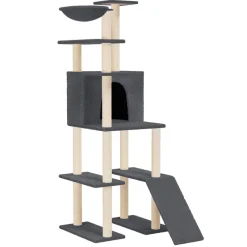 vidaXL Kattenmeubel met sisal krabpalen 166 cm donkergrijs