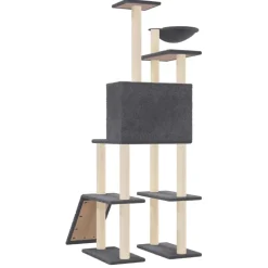 vidaXL Kattenmeubel met sisal krabpalen 166 cm donkergrijs