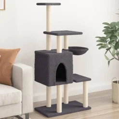 vidaXL Kattenmeubel met sisal krabpalen 131 cm donkergrijs