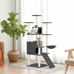 vidaXL Kattenmeubel met sisal krabpalen 154 cm donkergrijs