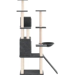 vidaXL Kattenmeubel met sisal krabpalen 154 cm donkergrijs