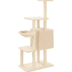 vidaXL Kattenmeubel met sisal krabpalen 131 cm crèmekleurig