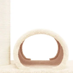 vidaXL Kattenmeubel met tunnel 60x34,5x50 cm crèmekleurig
