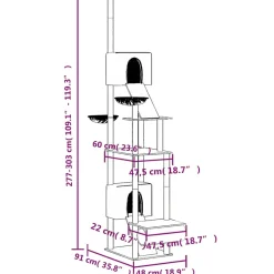 vidaXL Kattenmeubel vloer tot plafond 277-303 cm donkergrijs