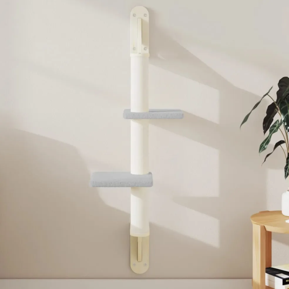 vidaXL Kattenmeubel wandgemonteerd met krabpaal 108 cm lichtgrijs