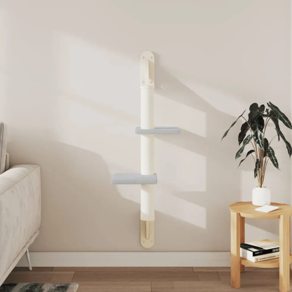 vidaXL Kattenmeubel wandgemonteerd met krabpaal 108 cm lichtgrijs