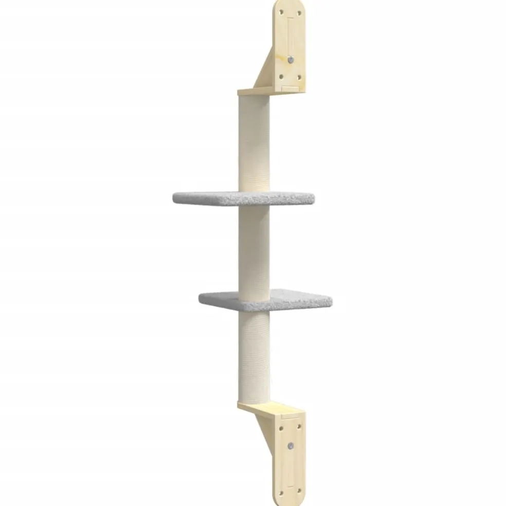 vidaXL Kattenmeubel wandgemonteerd met krabpaal 108 cm lichtgrijs