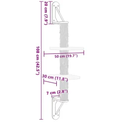 vidaXL Kattenmeubel wandgemonteerd met krabpaal 108 cm lichtgrijs